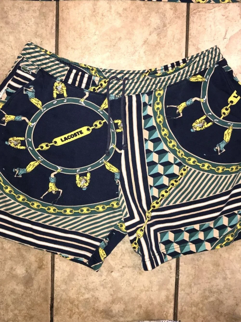 Men's Vintage Lacoste Live Scarf Shirt & Shorts Set-Golf, Tennis, Chains-Size 2X
